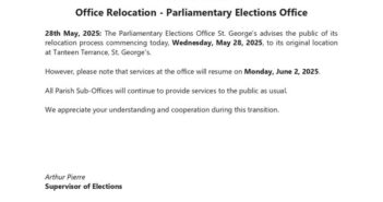 Office Relocation Notice – Parliamentary Elections Office